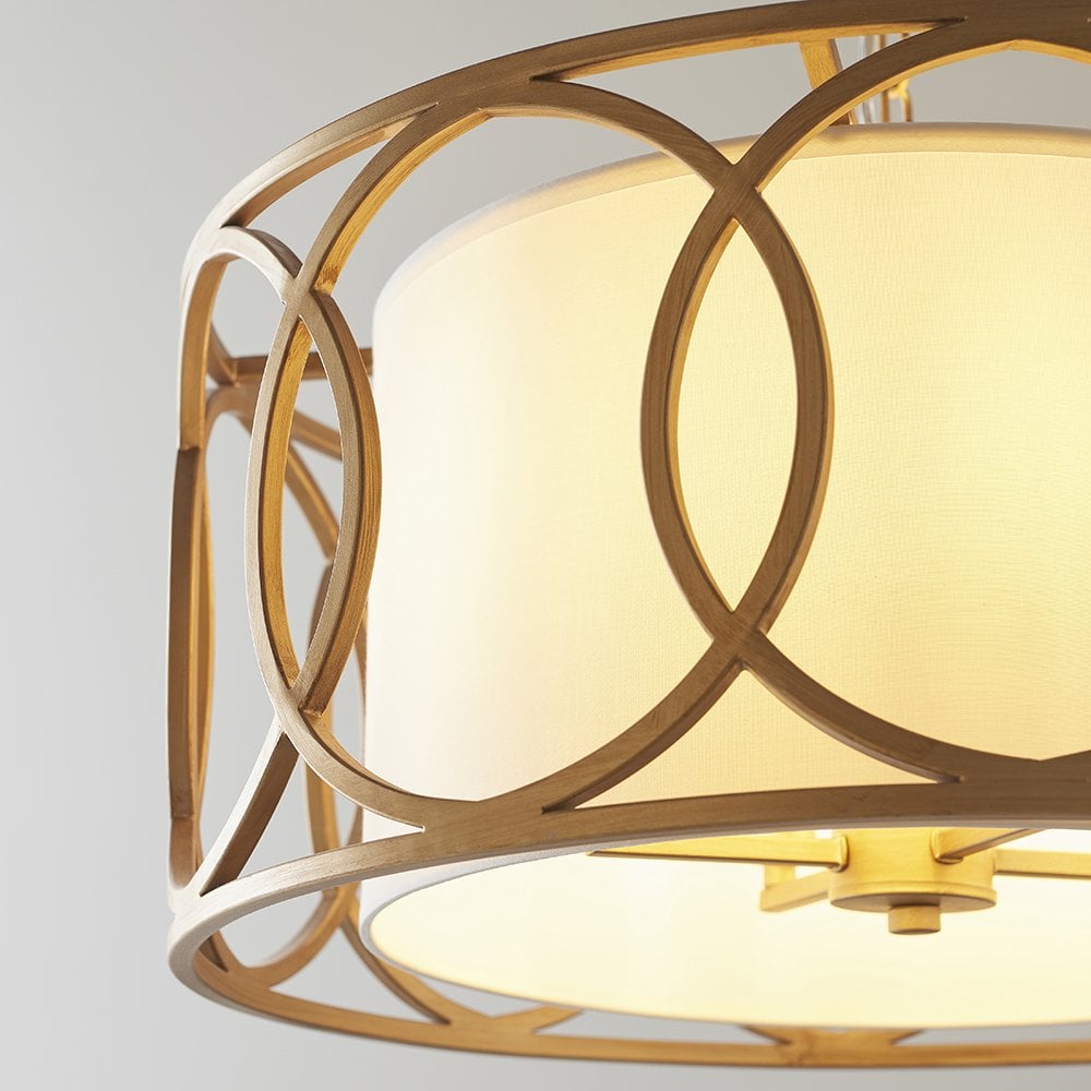 Gold 4 Light Circular Pendant C/W White Shade