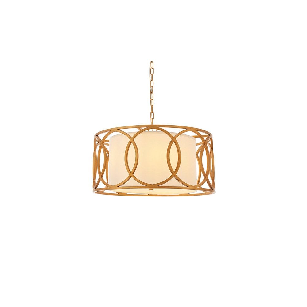 Gold 4 Light Circular Pendant C/W White Shade