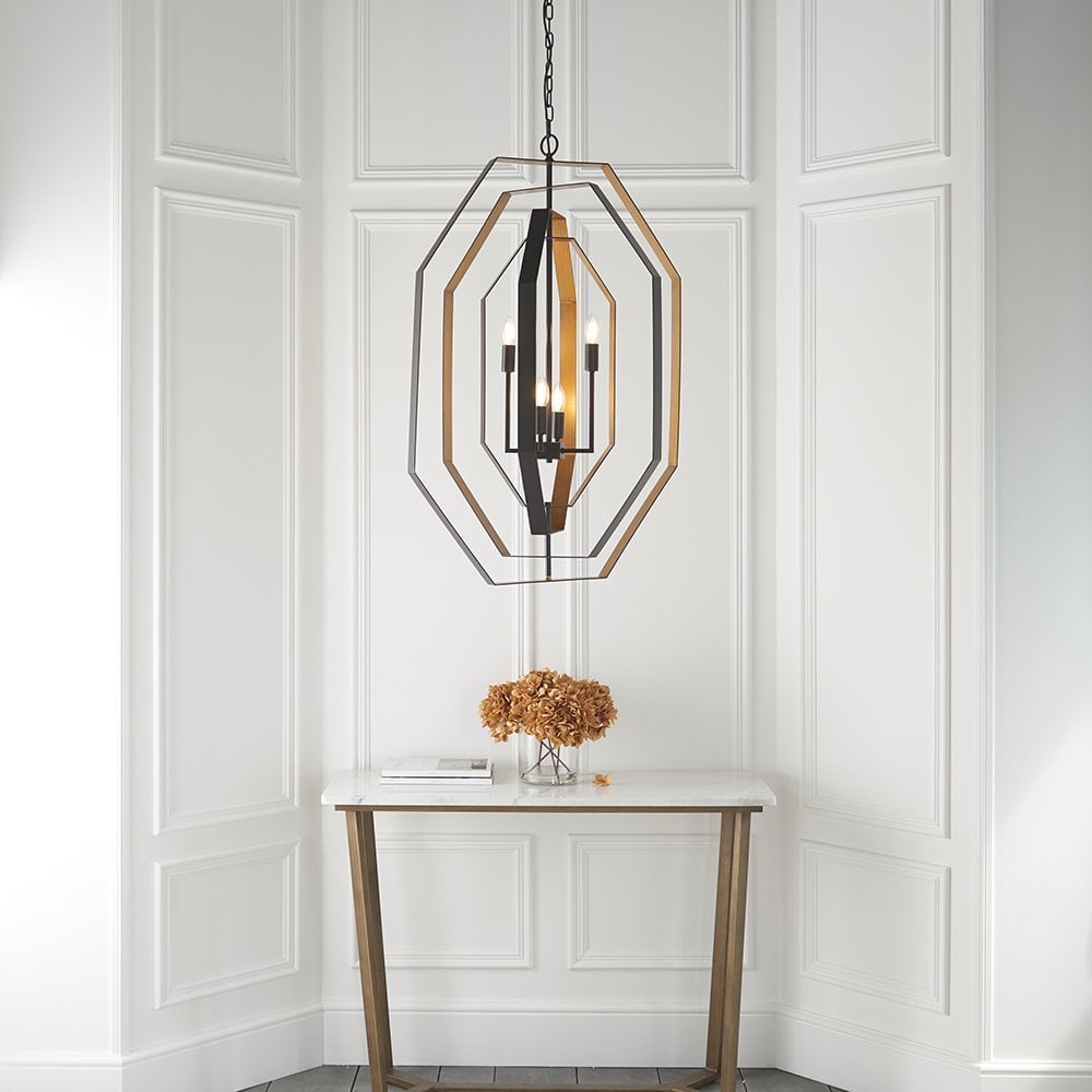 4 Light Bronze Pendant with Gold Inner