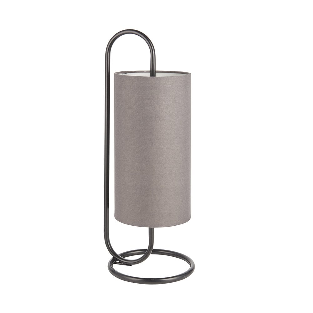 Klip Oval Table Lamp in Matt Black C/W Grey Shade