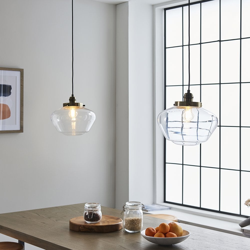 Camberley Antique Brass Pendant with Glass Shade