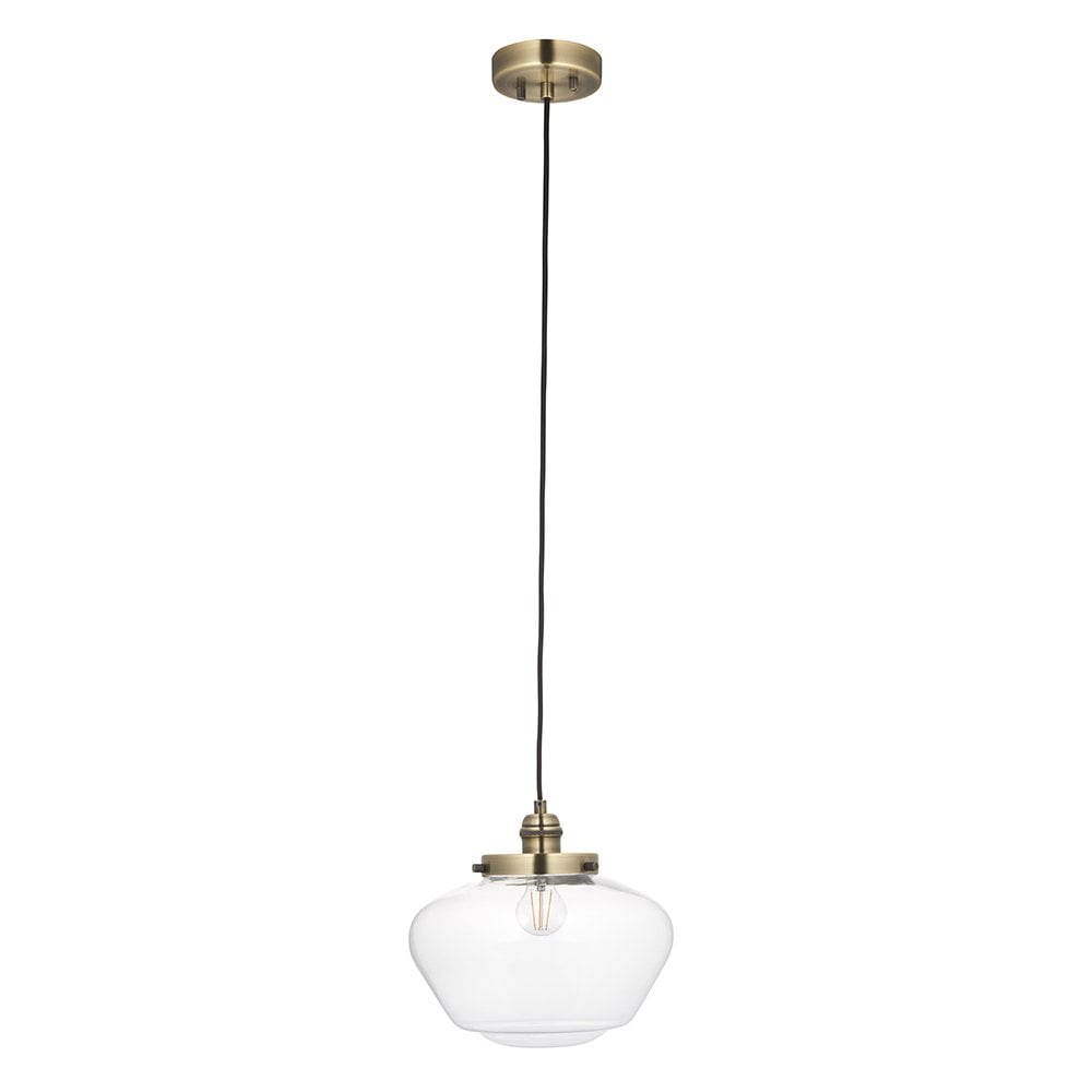 Camberley Antique Brass Pendant with Glass Shade