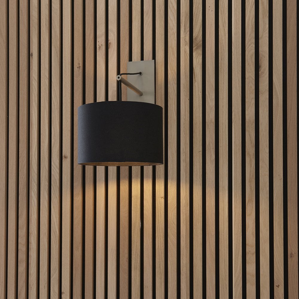 Milan Nickel Wall Light C/W Black Shade