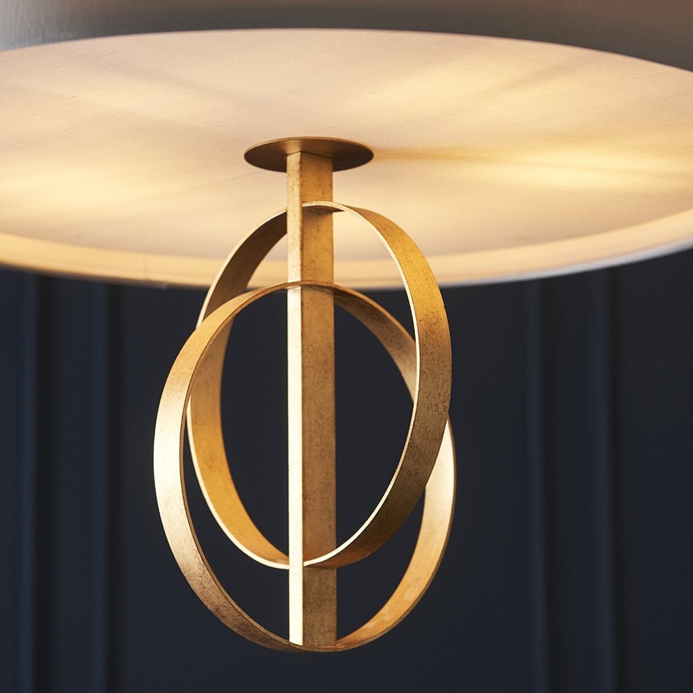 5 Light Gold Leaf Pendant C/W Mink Shade