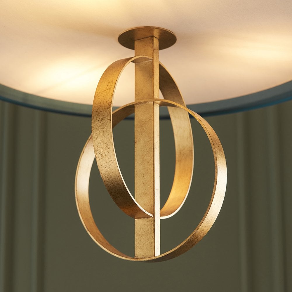 3 Light Gold Leaf Pendant C/W Teal Shade