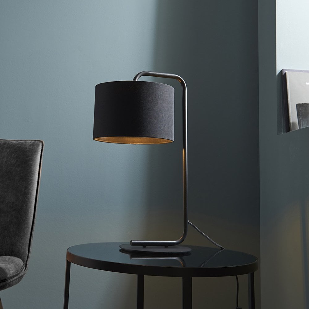 Landis Table Lamp in Black Finish C/W Black Shade