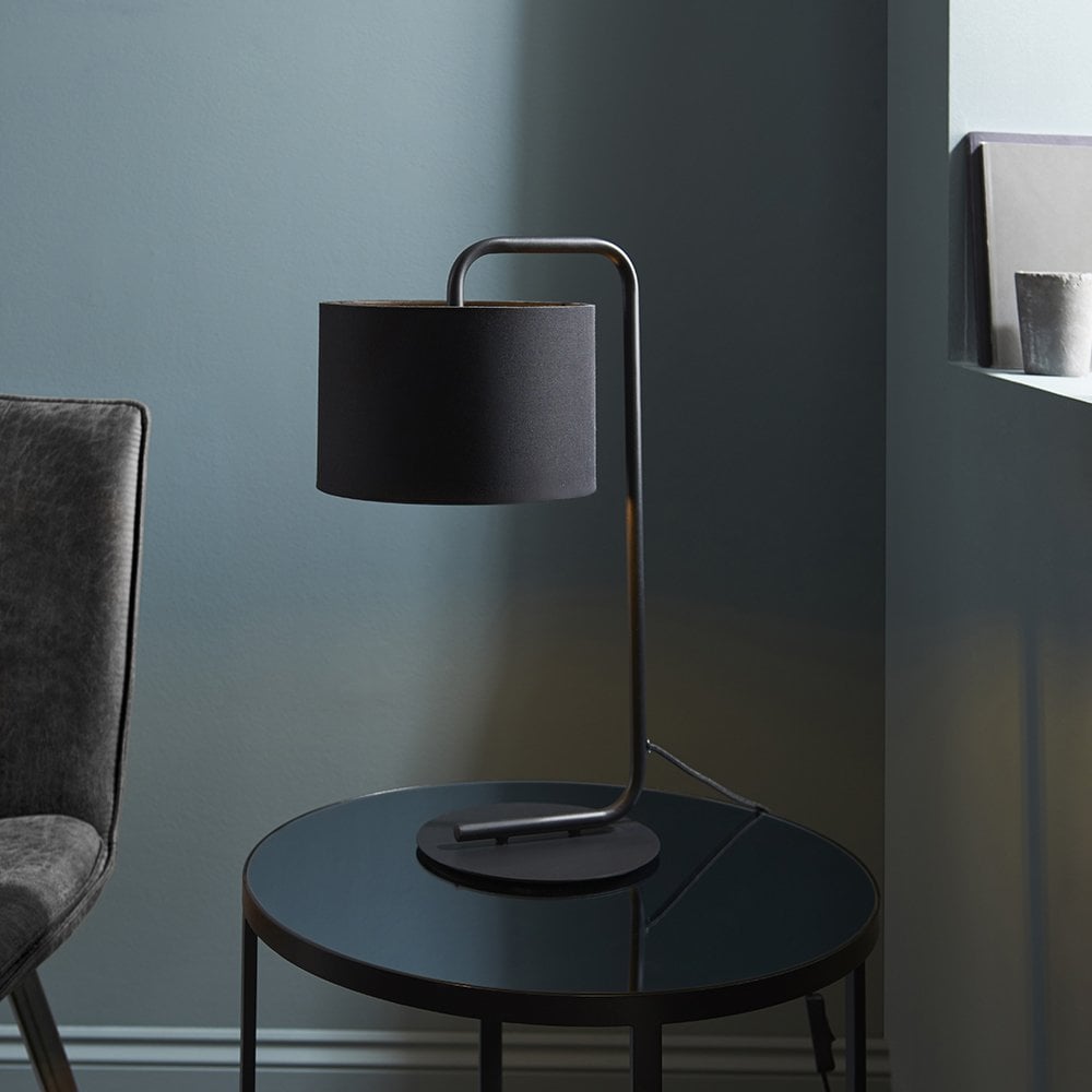Landis Table Lamp in Black Finish C/W Black Shade