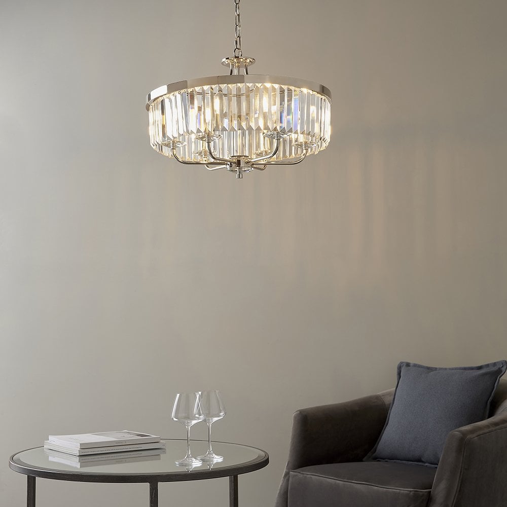 Nickel Chandelier with Clear Glass