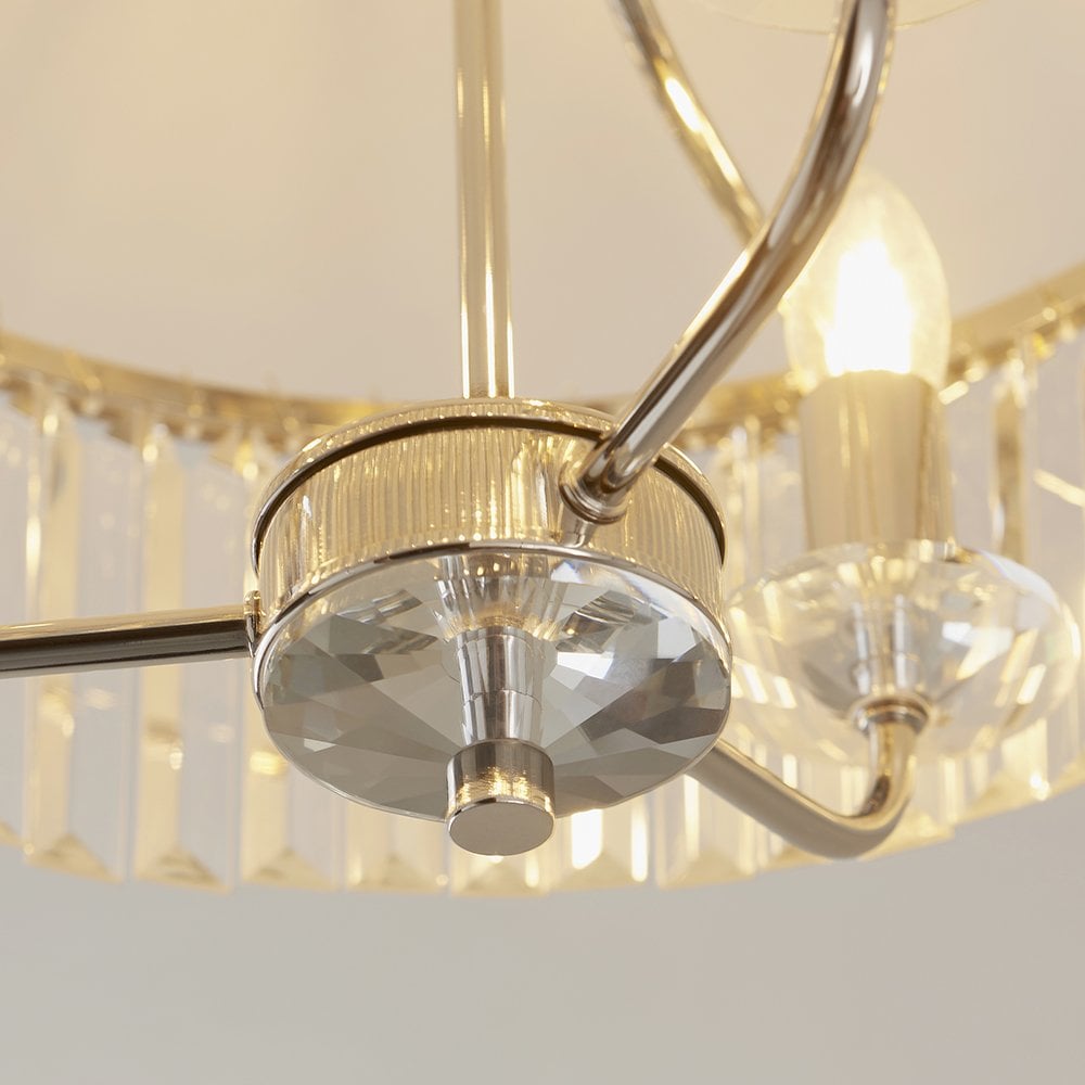 Nickel Semi Flush Fitting with Clear Glass
