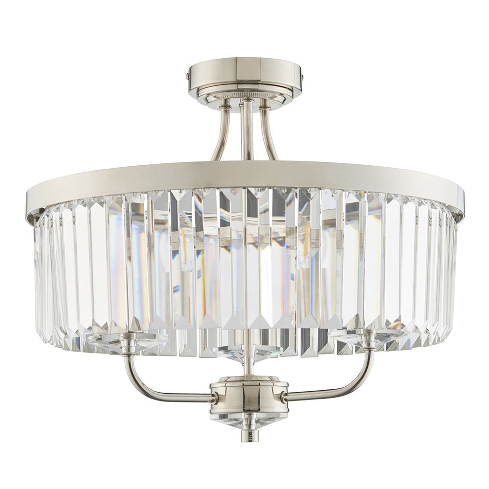 Nickel Semi Flush Fitting with Clear Glass