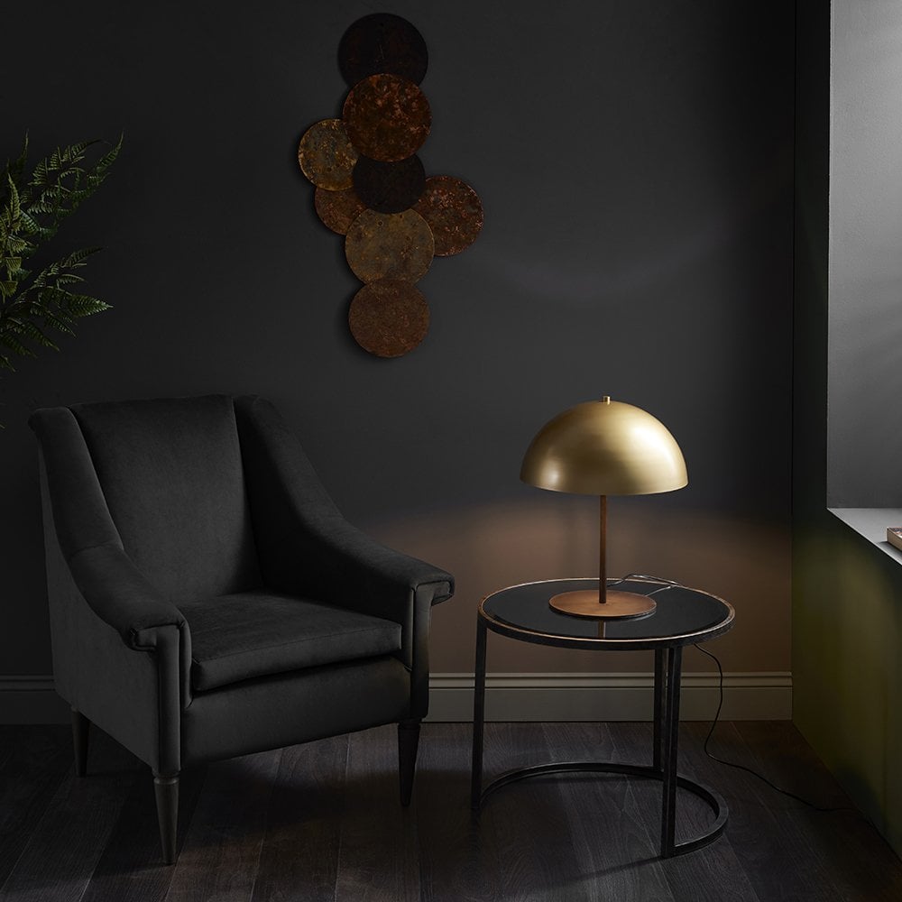 Gold Dome Table Lamp with Bronze Finished Base