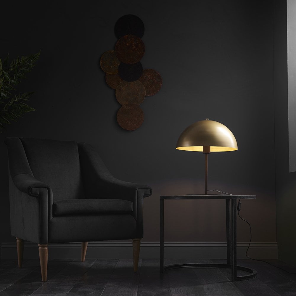 Gold Dome Table Lamp with Bronze Finished Base