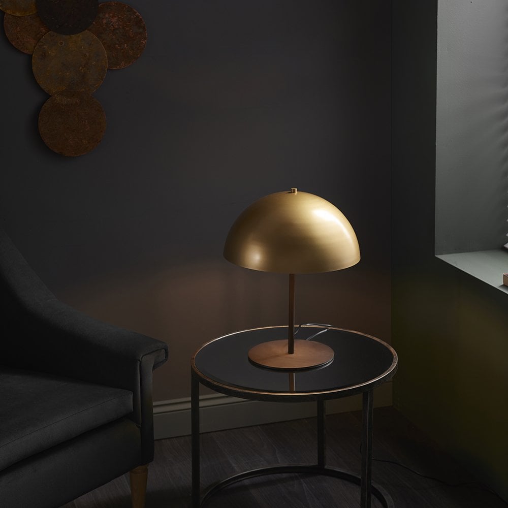 Gold Dome Table Lamp with Bronze Finished Base