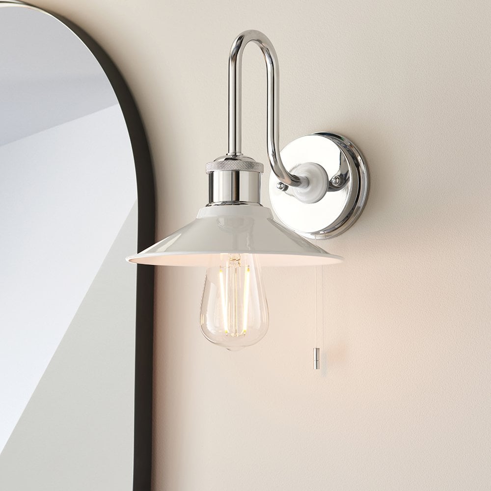 Maris Wall Light in Chrome with Gloss White Shade