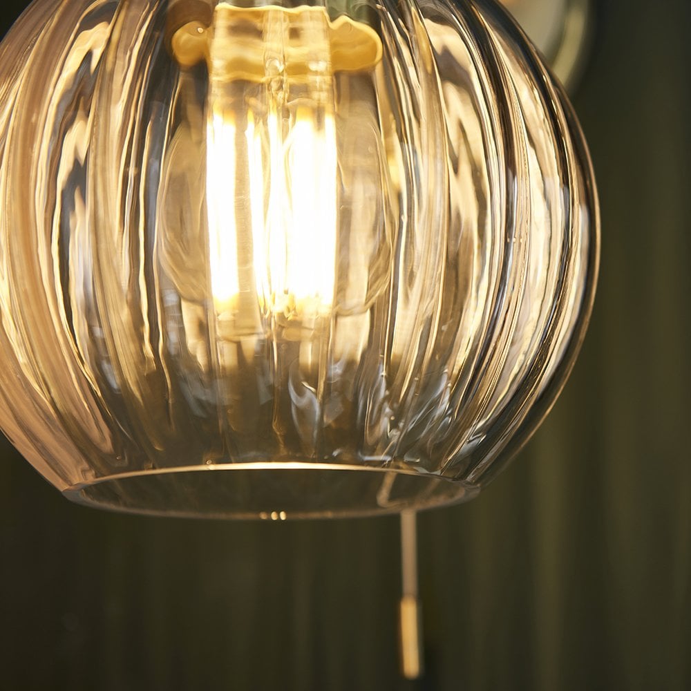 Kendall Gold Arch Wall Light with Clear Ribbed Glass