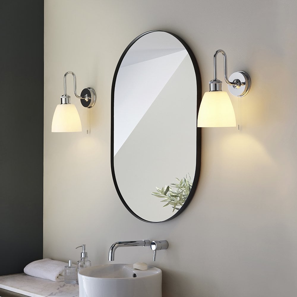 Piper Chrome Arch Wall Light with Opal Glass