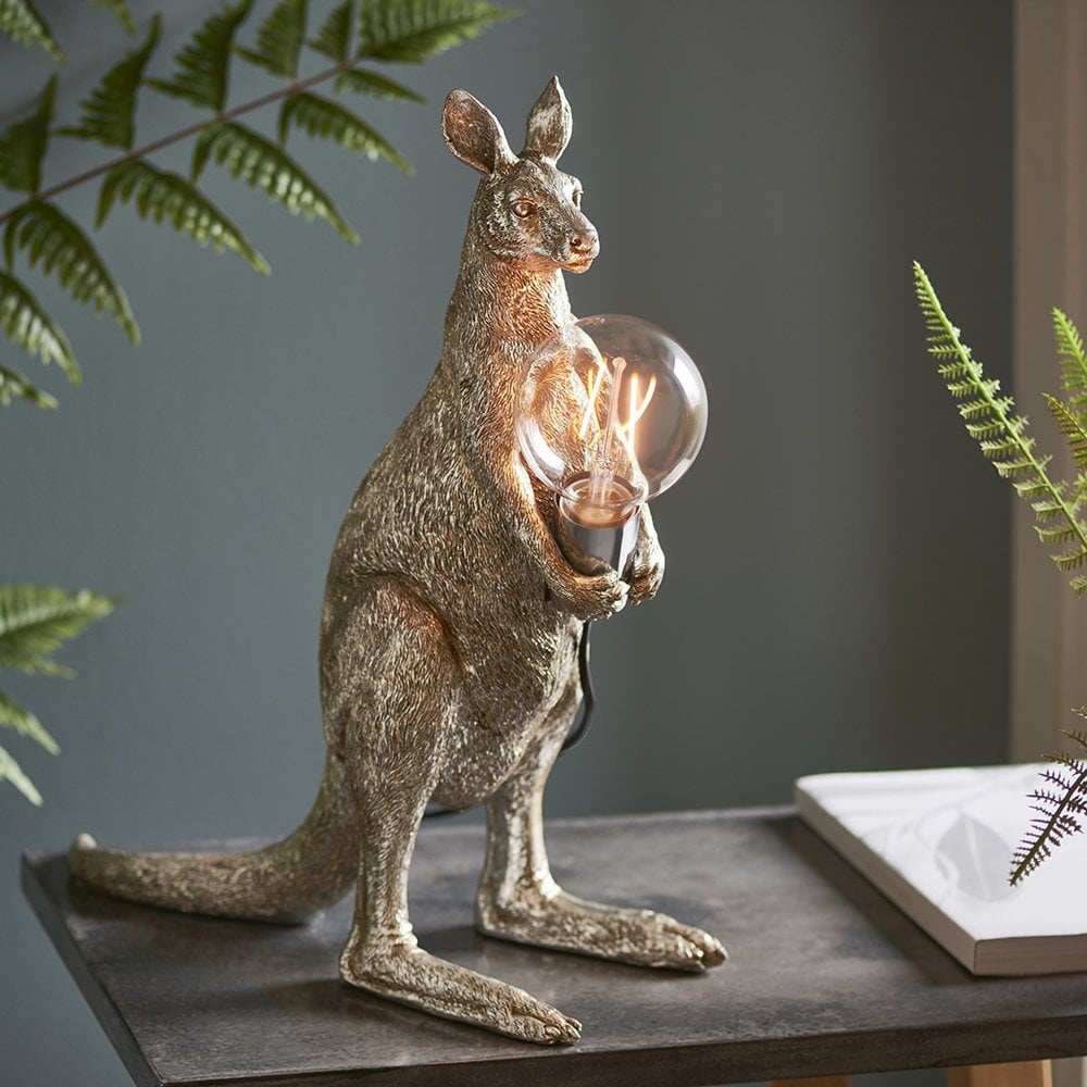Novelty Kangaroo Table Lamp in Silver Finish