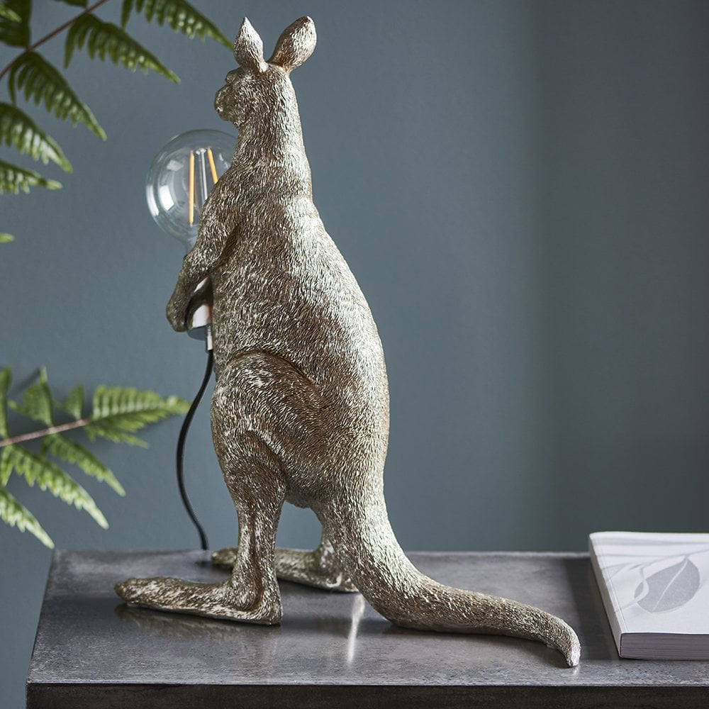 Novelty Kangaroo Table Lamp in Silver Finish