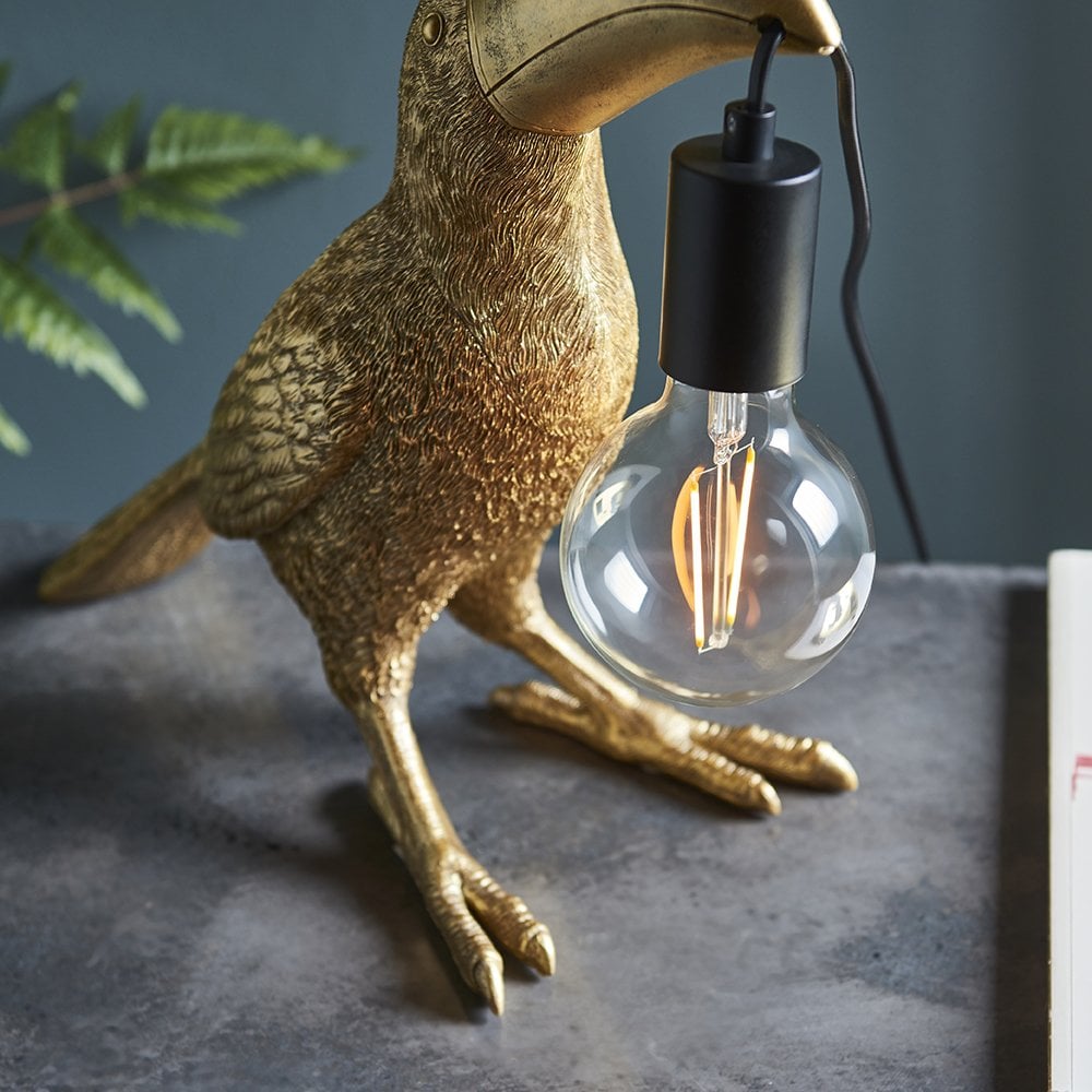 Novelty Toucan Table Lamp in Gold Finish