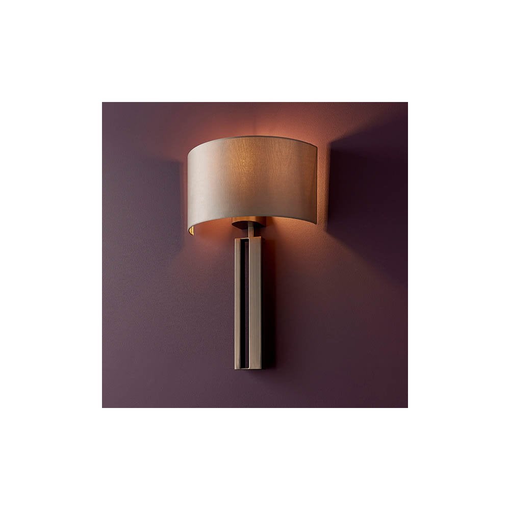 Slotted Panel Bronze Wall Light with Mink Shade