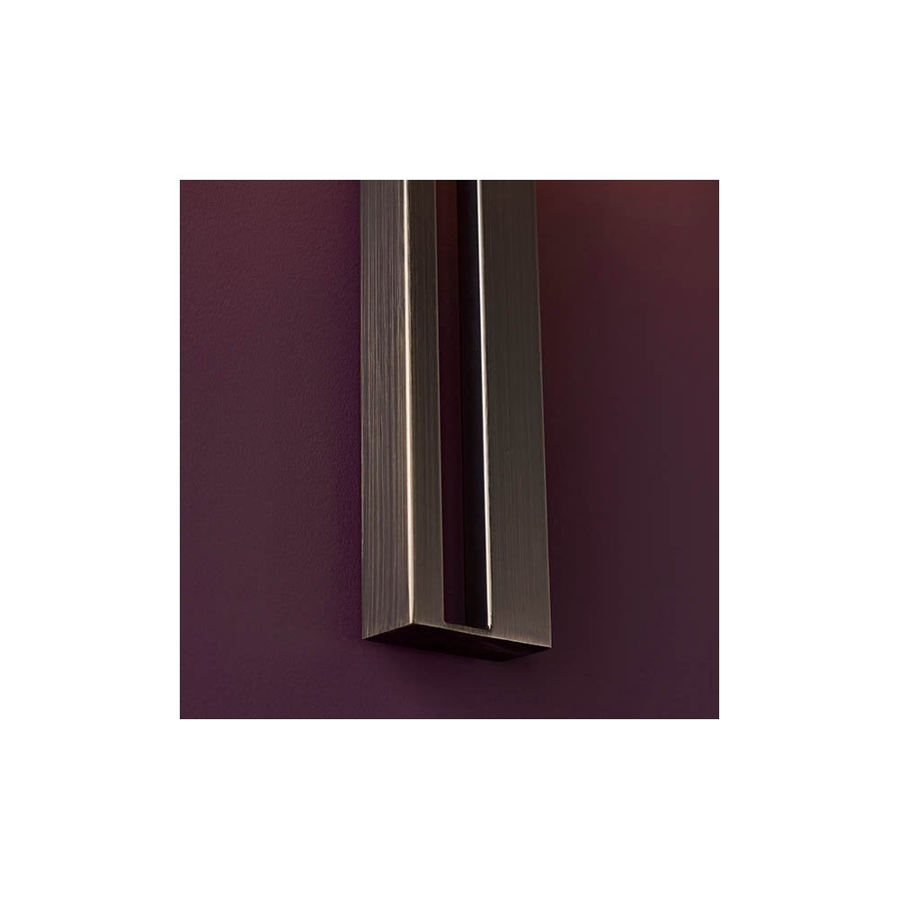 Slotted Panel Bronze Wall Light with Mink Shade