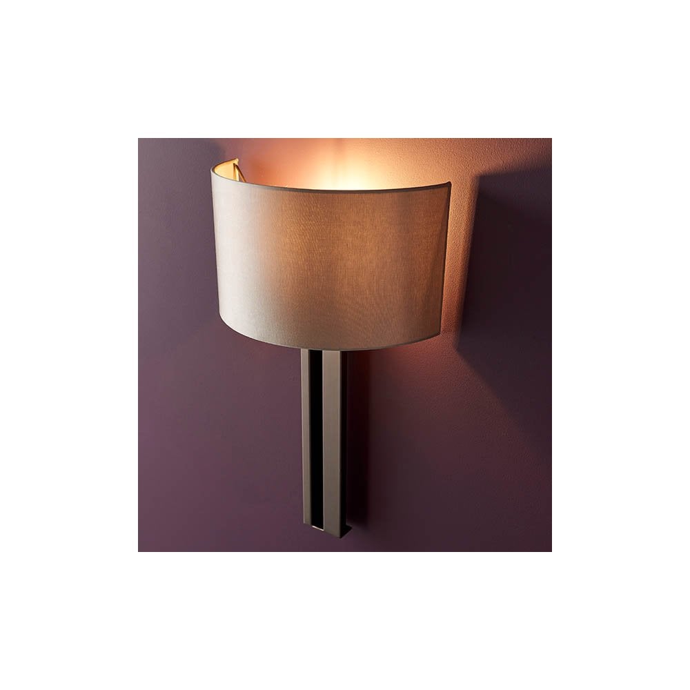 Slotted Panel Bronze Wall Light with Mink Shade