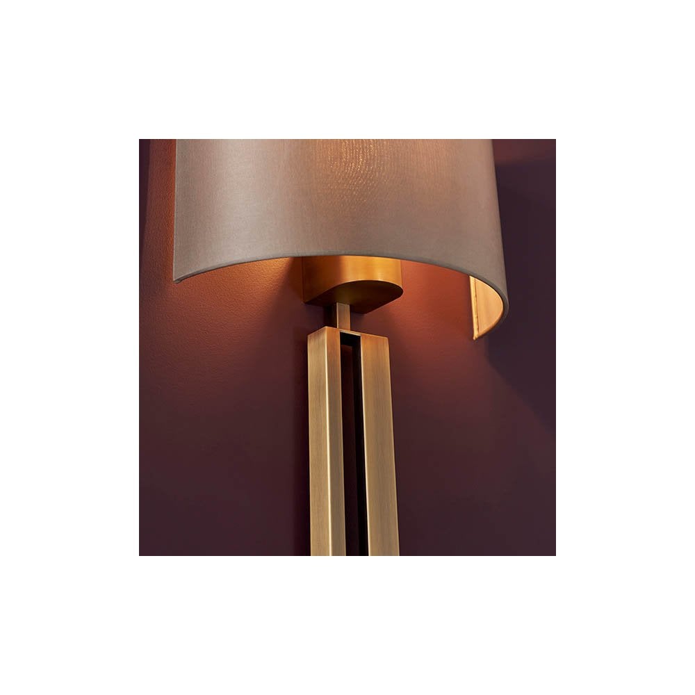 Slotted Panel Bronze Wall Light with Mink Shade