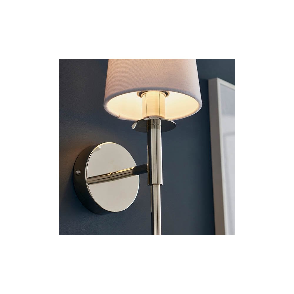 Vintage Style Wall Light in Nickel with White Shade