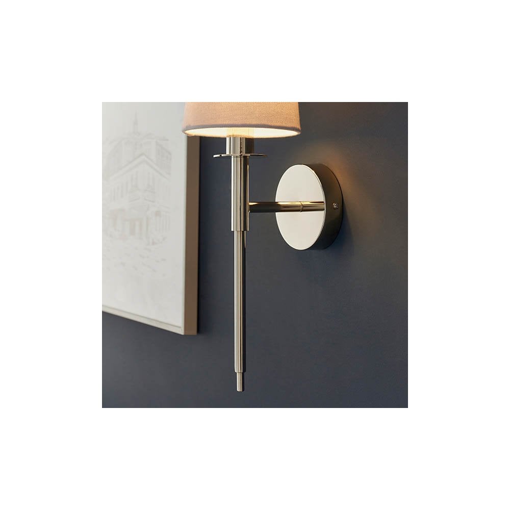 Vintage Style Wall Light in Nickel with White Shade