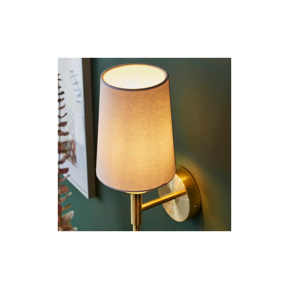 Vintage Style Wall Light in Satin Brass with White Shade