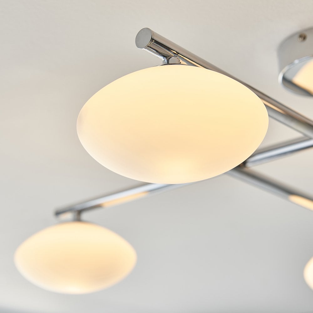 Andy 4 Light Semi Flush in Chrome with Opal Glass
