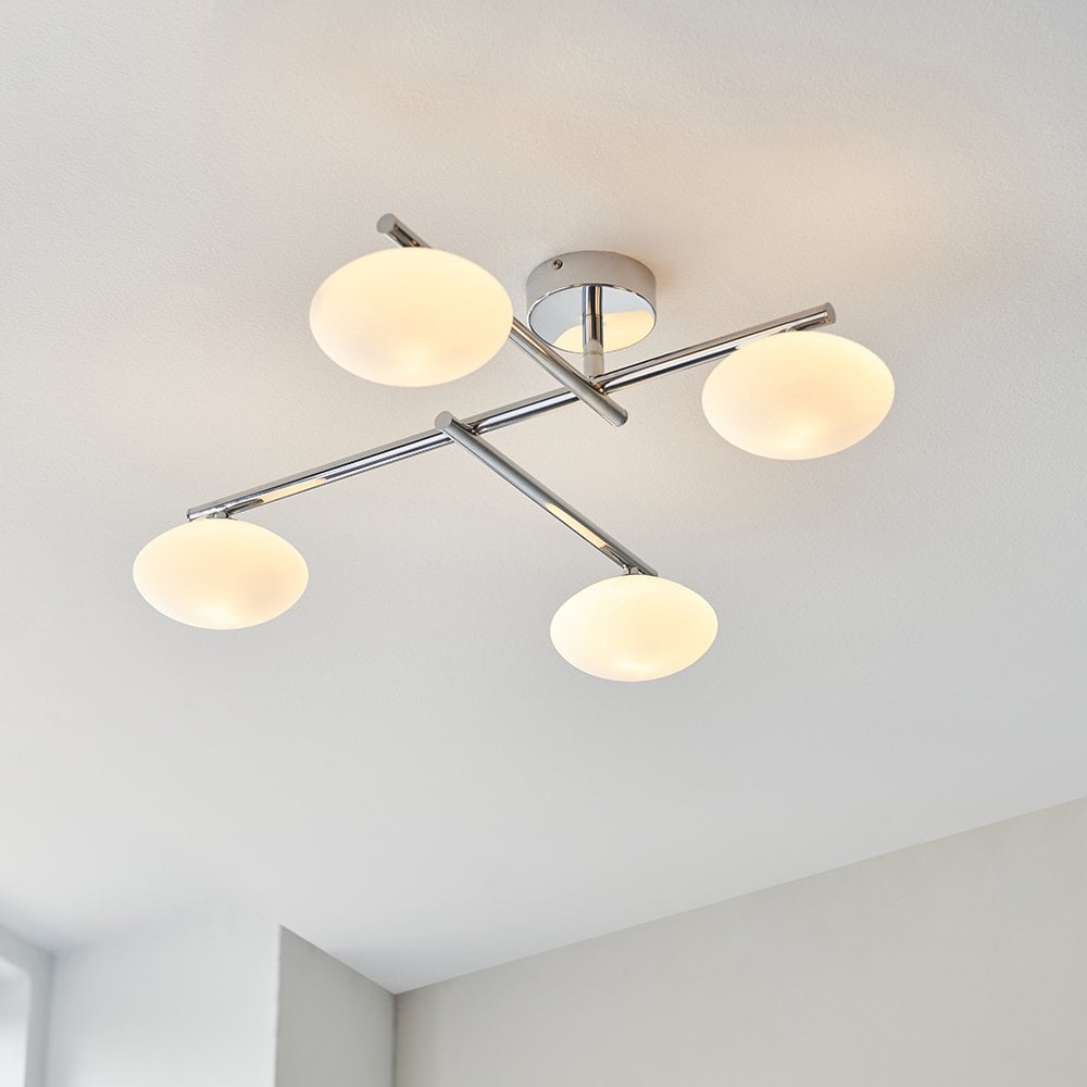 Andy 4 Light Semi Flush in Chrome with Opal Glass