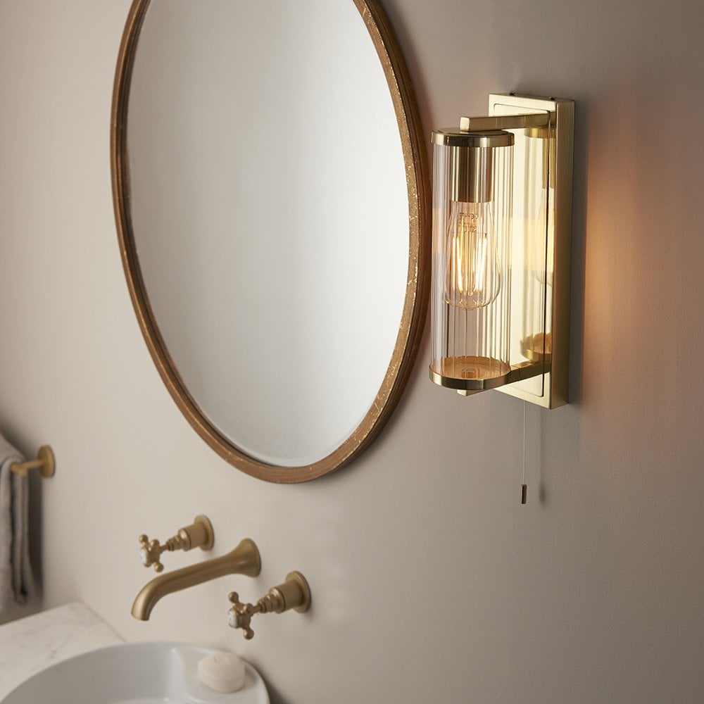 Taylor Wall Light in Gold with Ribbed Glass