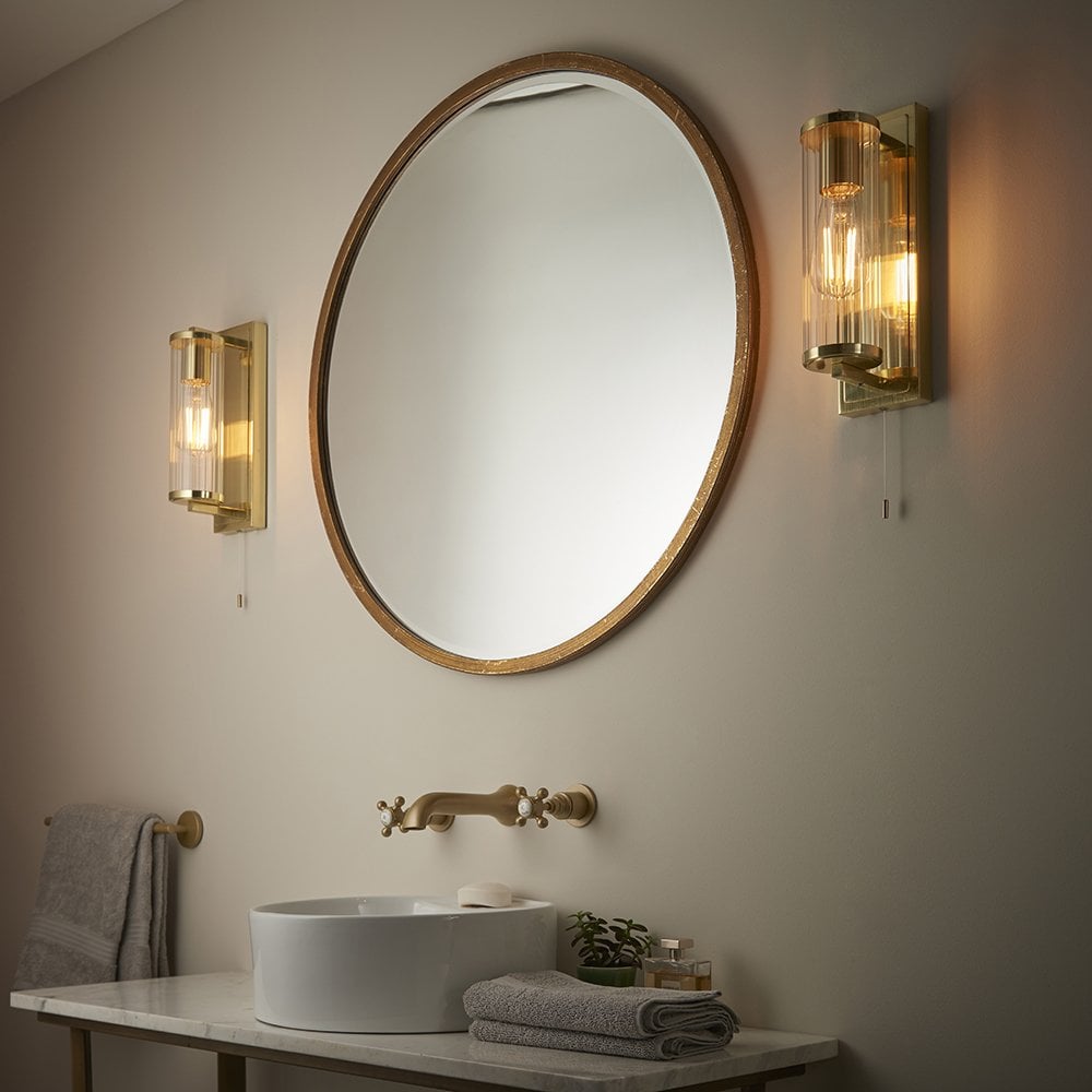 Taylor Wall Light in Gold with Ribbed Glass