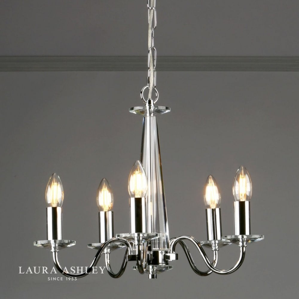 Blake 5 Light Chandelier in Polished Chrome & Glass