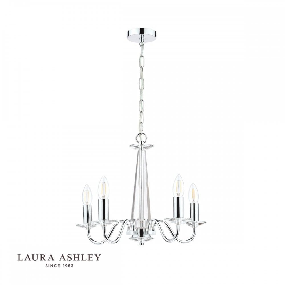 Blake 5 Light Chandelier in Polished Chrome & Glass