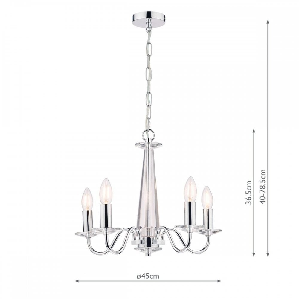 Blake 5 Light Chandelier in Polished Chrome & Glass