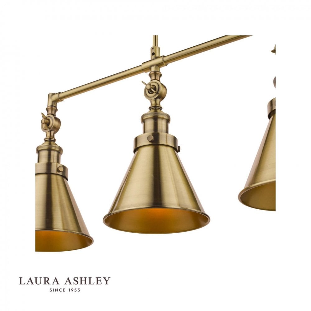 Refus 3 Light Bar Pendant in Antique Brass
