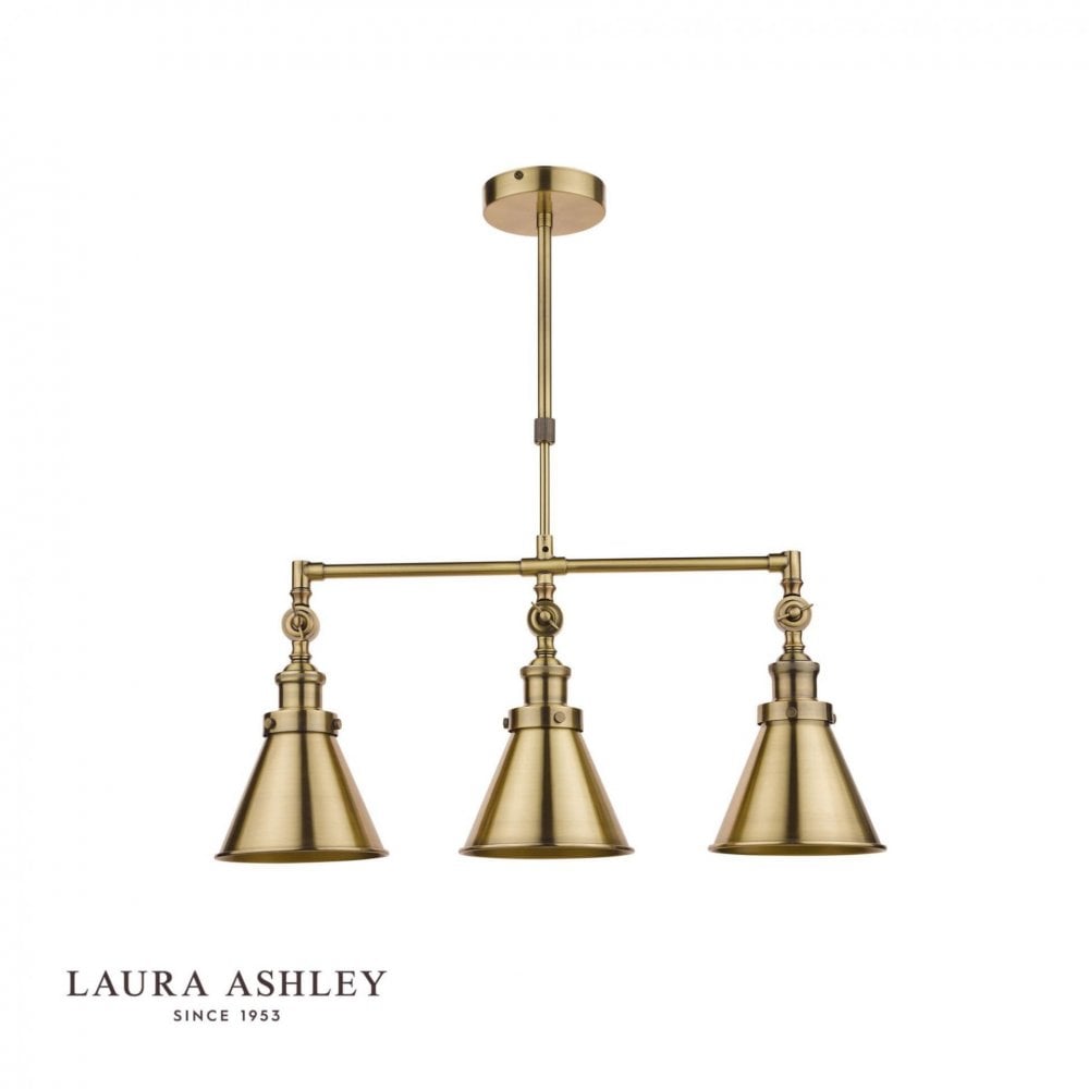 Refus 3 Light Bar Pendant in Antique Brass