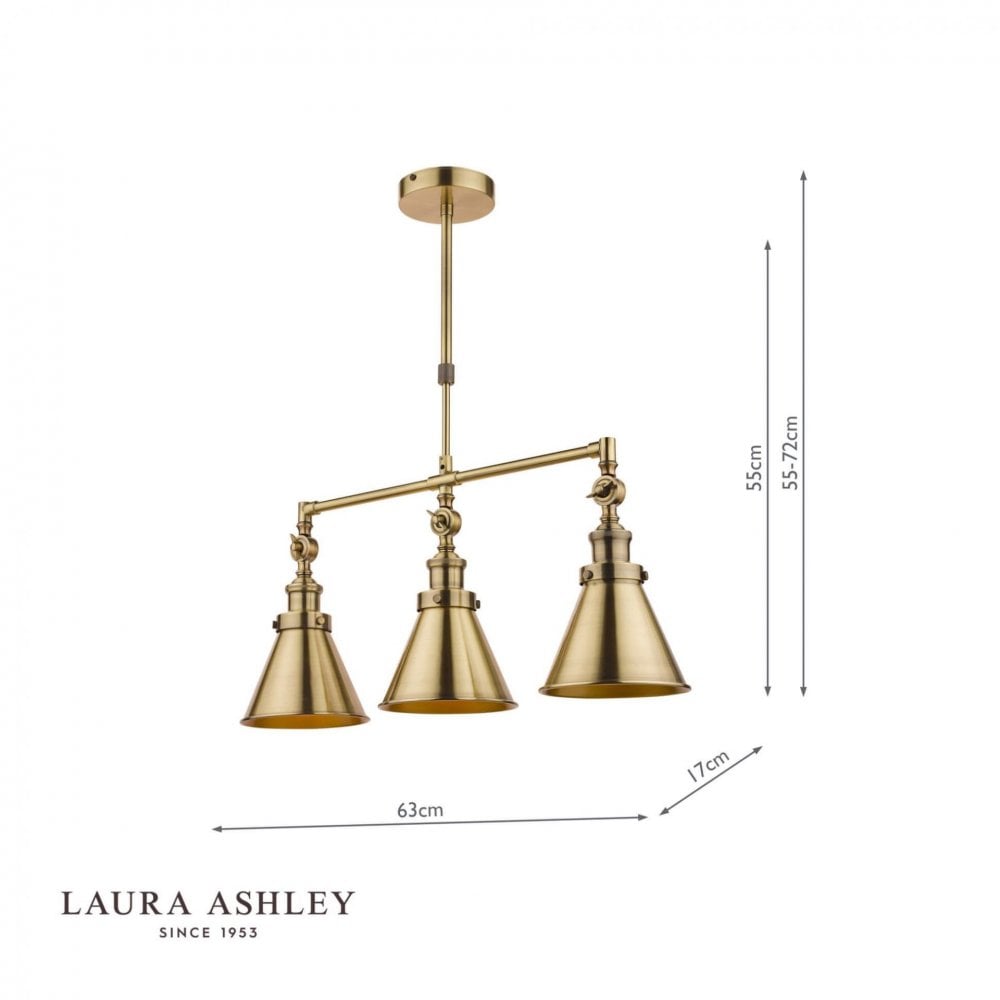 Refus 3 Light Bar Pendant in Antique Brass