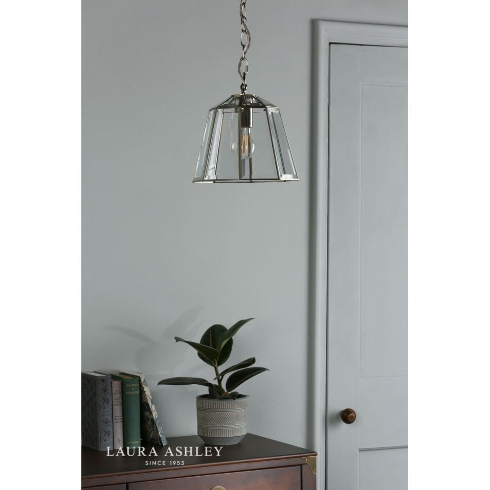 Clayton Single Pendant Lantern Style in Polished Silver
