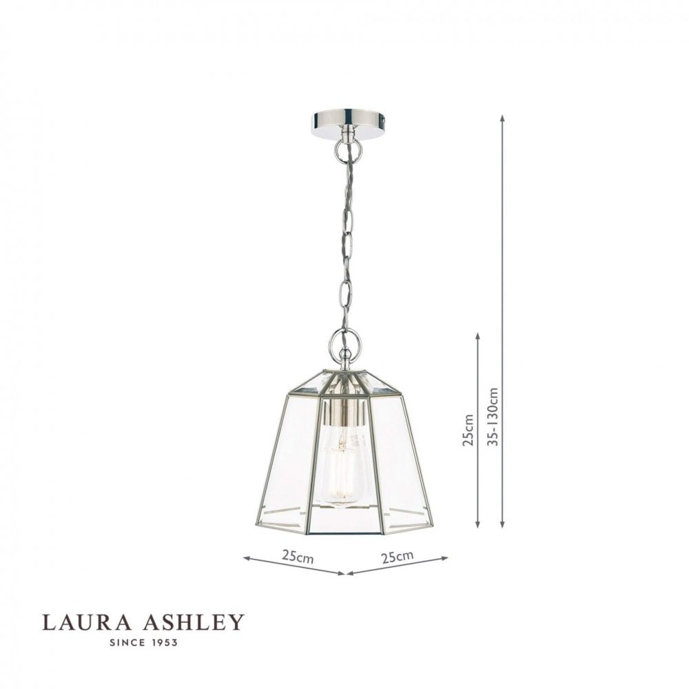 Clayton Single Pendant Lantern Style in Polished Silver