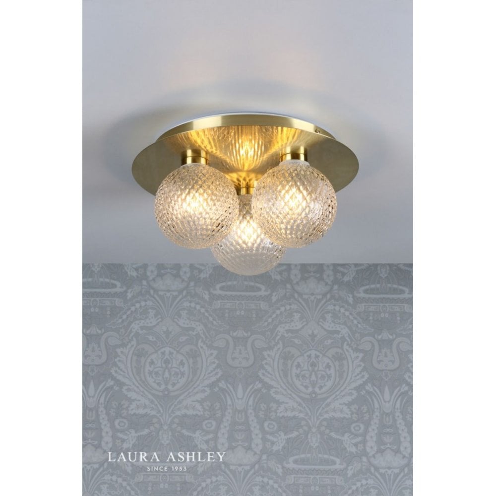 Prague 3 Light Flush Fitting in Satin Brass IP44