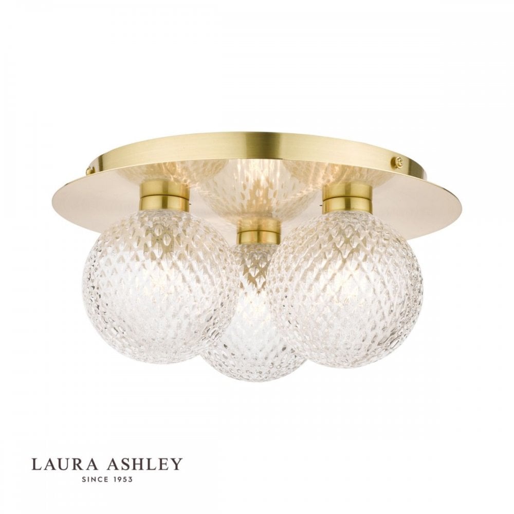 Prague 3 Light Flush Fitting in Satin Brass IP44