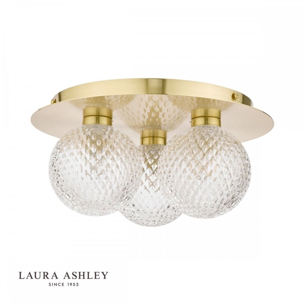 Prague 3 Light Flush Fitting in Satin Brass IP44