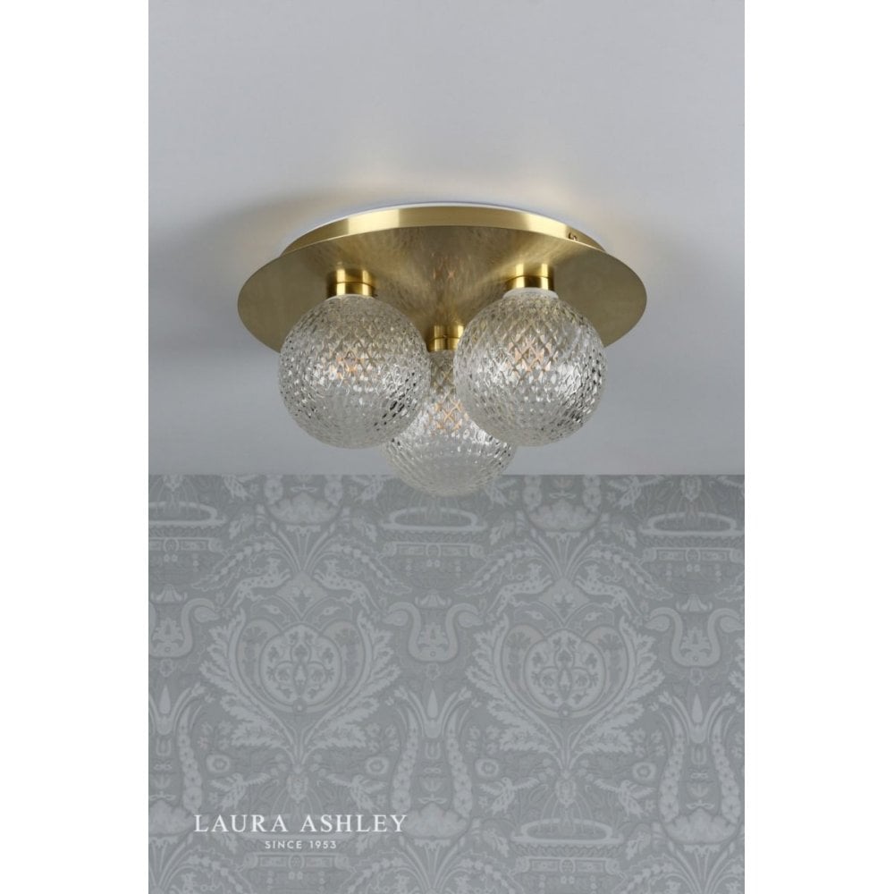 Prague 3 Light Flush Fitting in Satin Brass IP44