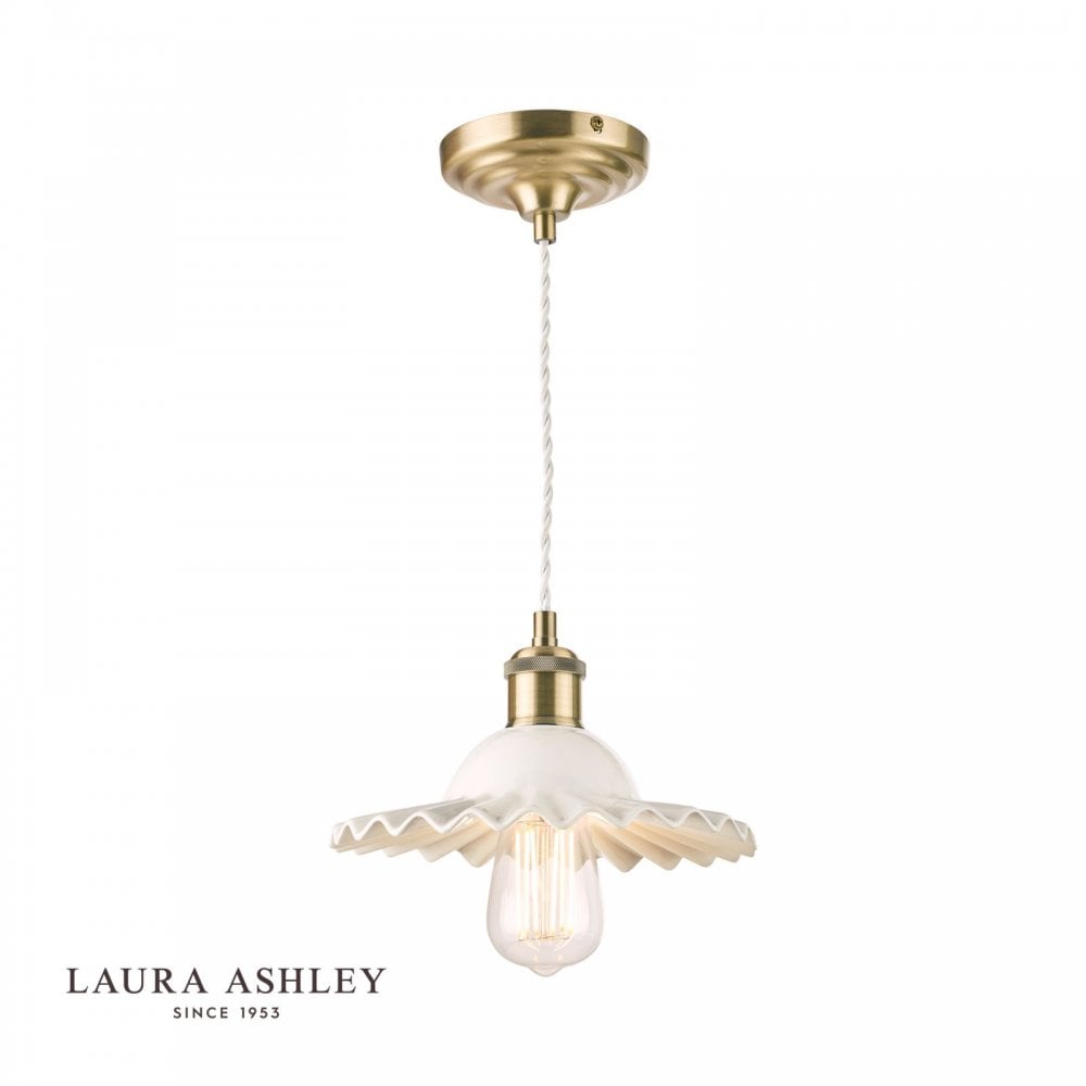 Beca Small Single Pendant in White & Antique Brass