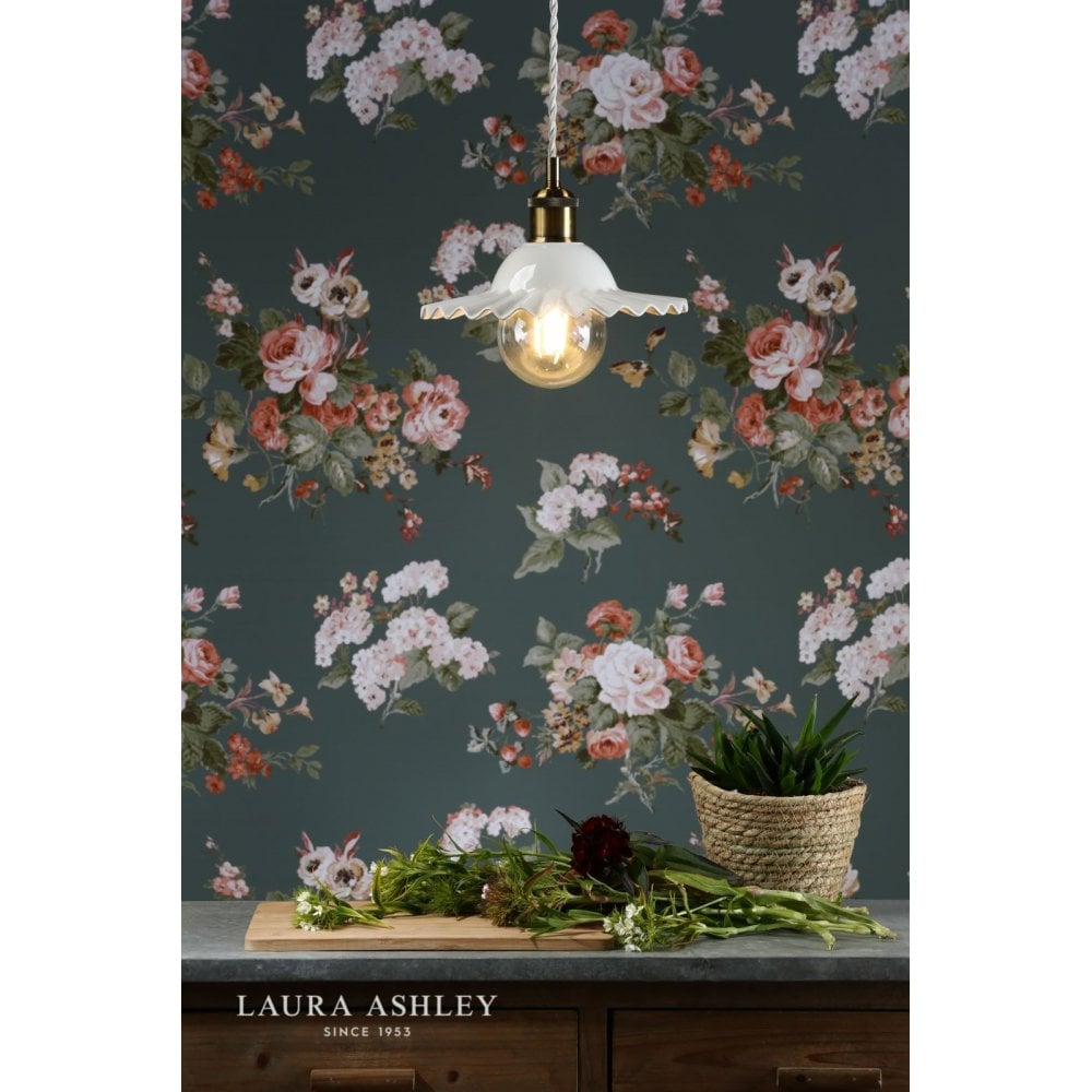 Beca Small Single Pendant in White & Antique Brass