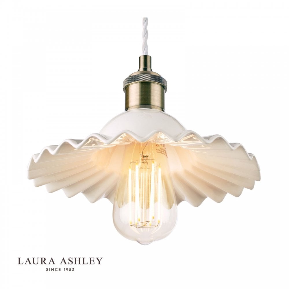 Beca Small Single Pendant in White & Antique Brass
