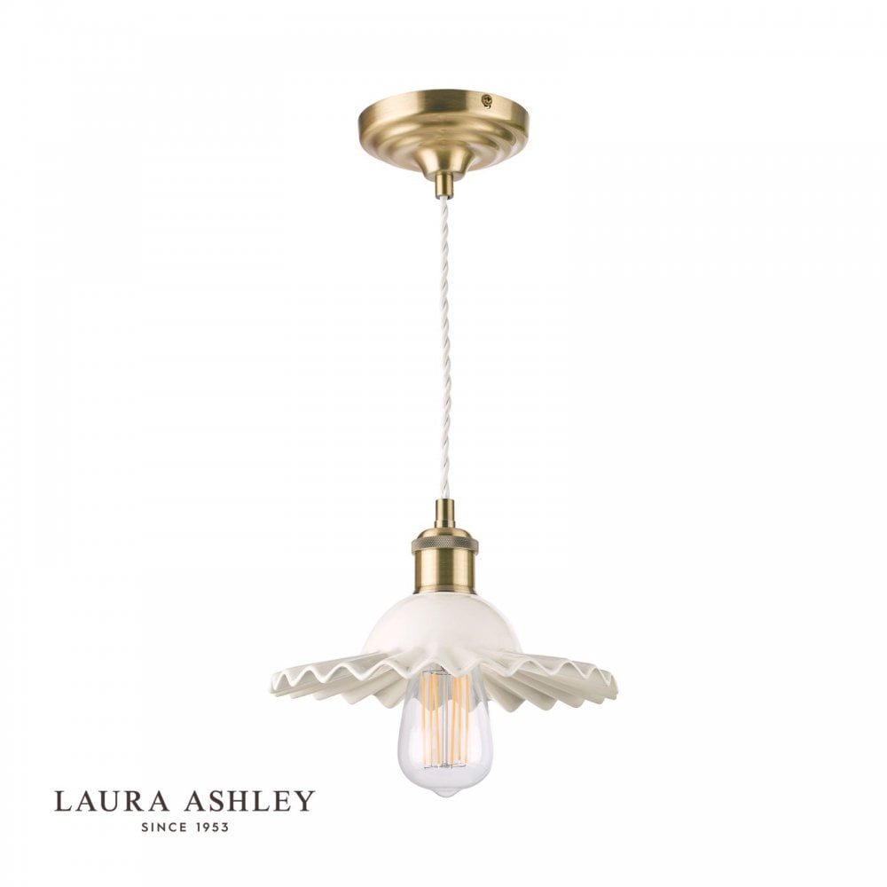 Beca Small Single Pendant in White & Antique Brass